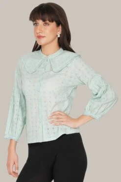 Jerri Cotton Broderie Shirt In Pastel Green -Tulle Clothing 11 d7ea1fd8 4838 4aee 8515 218b92088e01
