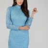 Mady Long Sleeve Sequin Mini Dress In Light Blue -Tulle Clothing 12 16 Copy