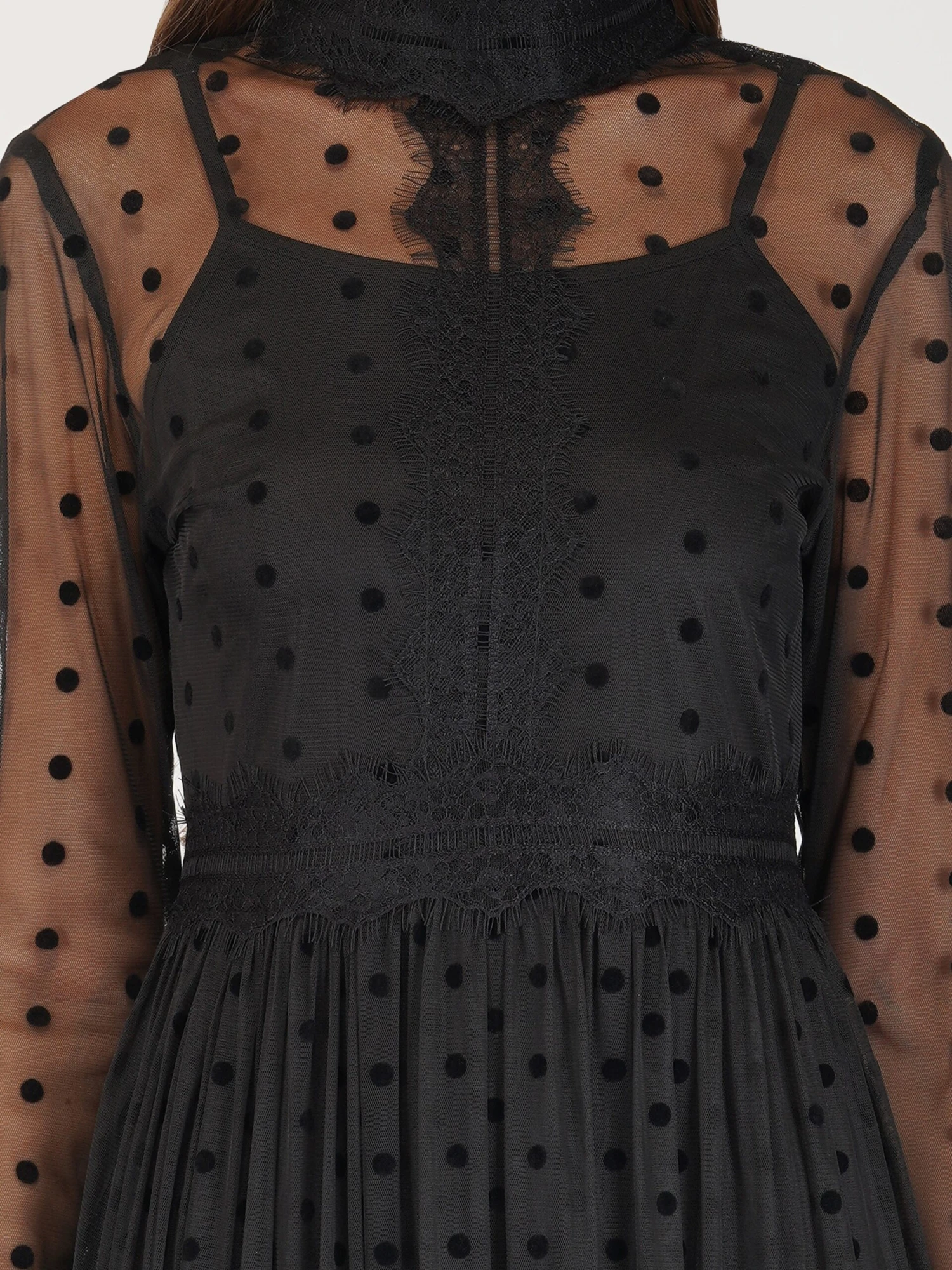 Roman Lola Polka Dot Midi Dress In Black 12 Roman Lola Polka Dot Midi Dress In Black - Image 10