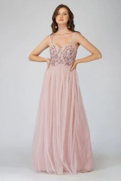 Riva Embellished Corset Maxi Dress In Pink -Tulle Clothing 16 6