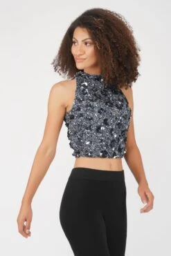 Gui Charcoal Grey Sequin Top -Tulle Clothing 18 2