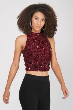 Gui Burgundy Sequin Top -Tulle Clothing 19 2