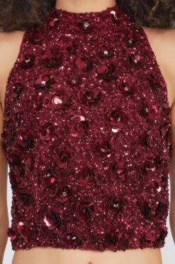 Gui Burgundy Sequin Top -Tulle Clothing 19 4