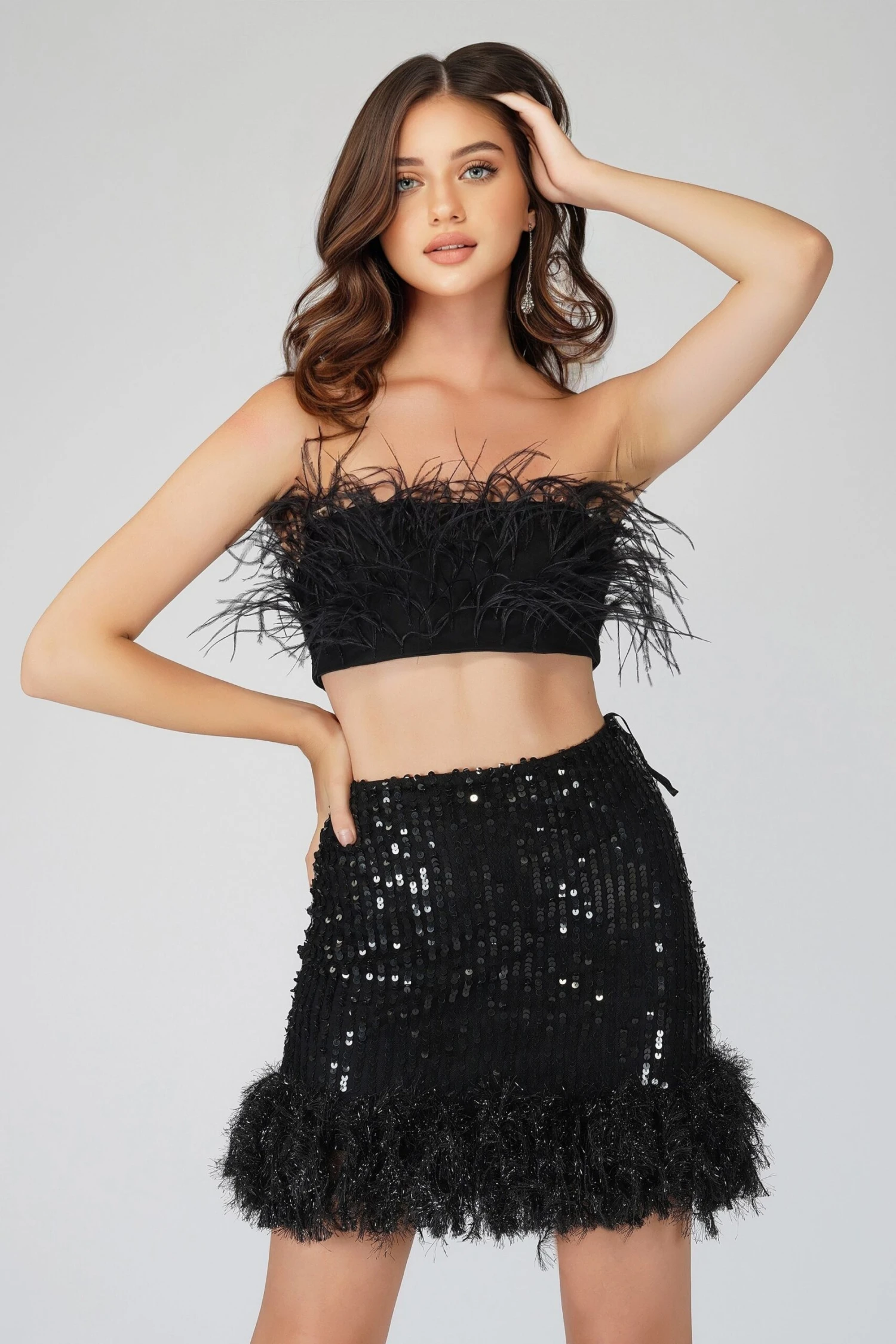 Xara Black Feather Top 3 Xara Black Feather Top