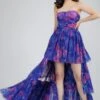 Shiloh High Low Tulle Dress In Blue Print