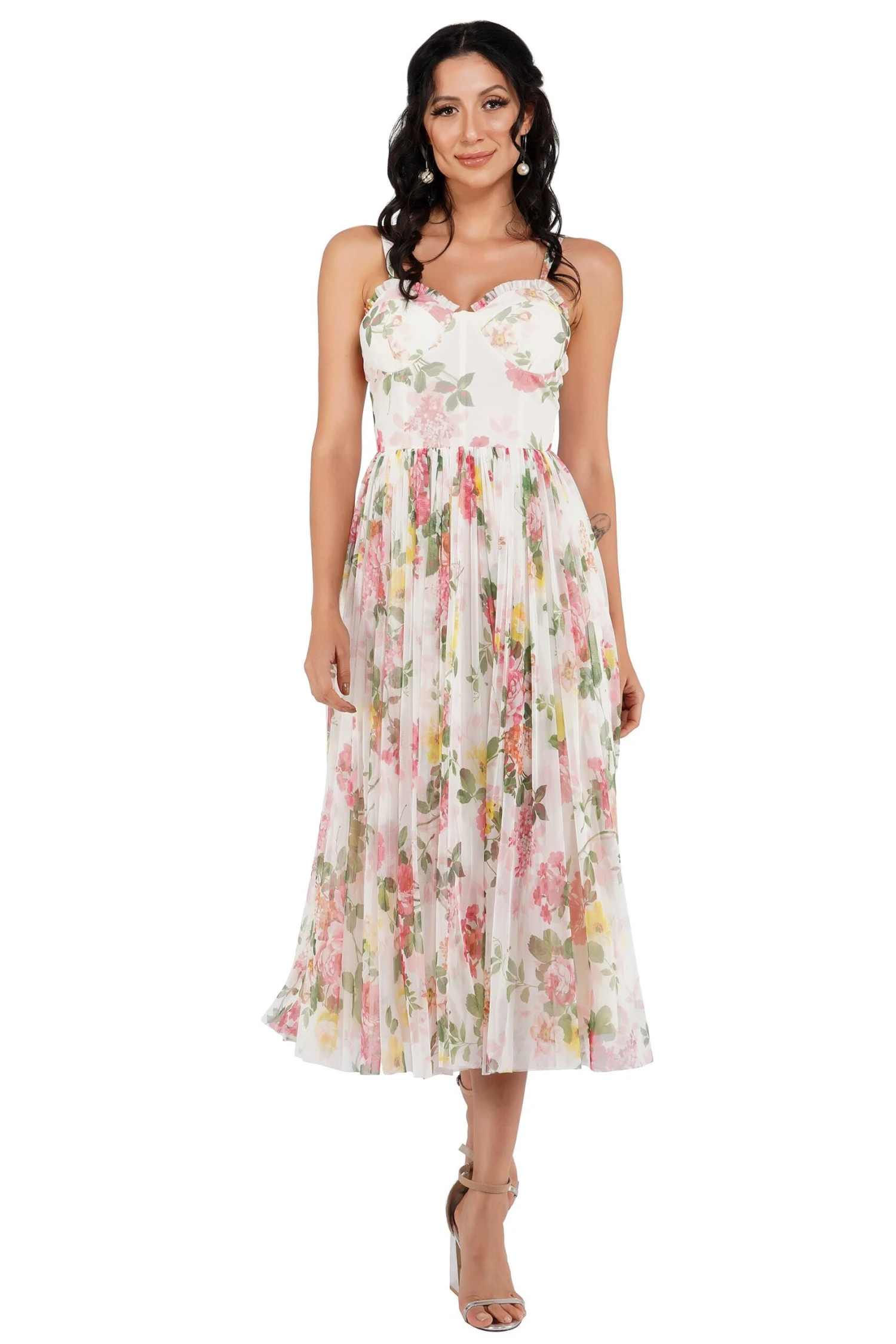 Dane Floral Tulle Corset Midi Dress 4 Dane Floral Tulle Corset Midi Dress - Image 2