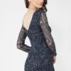Brooklyn Navy Blue Long Sleeve Sequin Mini Dress -Tulle Clothing 1 5