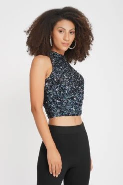 Gui Picasso Black Sequin Top -Tulle Clothing 21 2