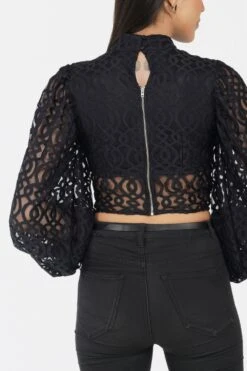 Marlee Lace Top In Navy Black 10 Marlee Lace Top In Navy Black -Tulle Clothing 27