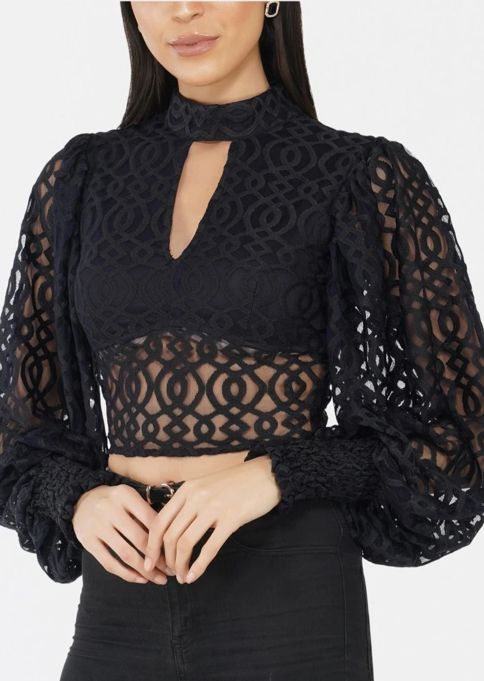 Marlee Lace Top In Navy Black 4 Marlee Lace Top In Navy Black - Image 2