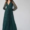 Miya Long Sleeve Green Bridesmaid Dress -Tulle Clothing 2 18 Copy