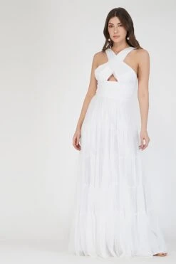 Dreamy White Crisscross Front Maxi Dress -Tulle Clothing 2 1 6ddf5636 c008 4906 a653 882dfad658a4