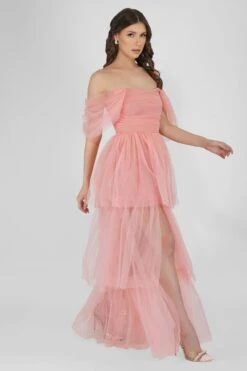 Sydney Tulle Maxi Dress In Coral Pink -Tulle Clothing 2 1 90f1ce5a b025 4644 ab38 974366b6b13b