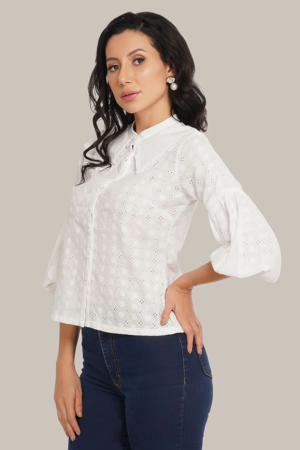 Jerri Cotton Broderie Shirt In White 4 Jerri Cotton Broderie Shirt In White - Image 2
