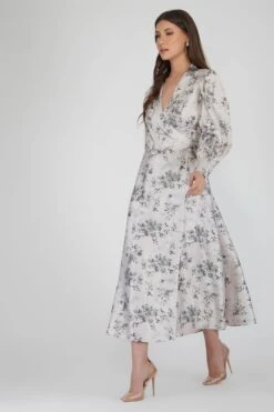 Talia Champagne Satin Wrap Midi Dress -Tulle Clothing 37 3