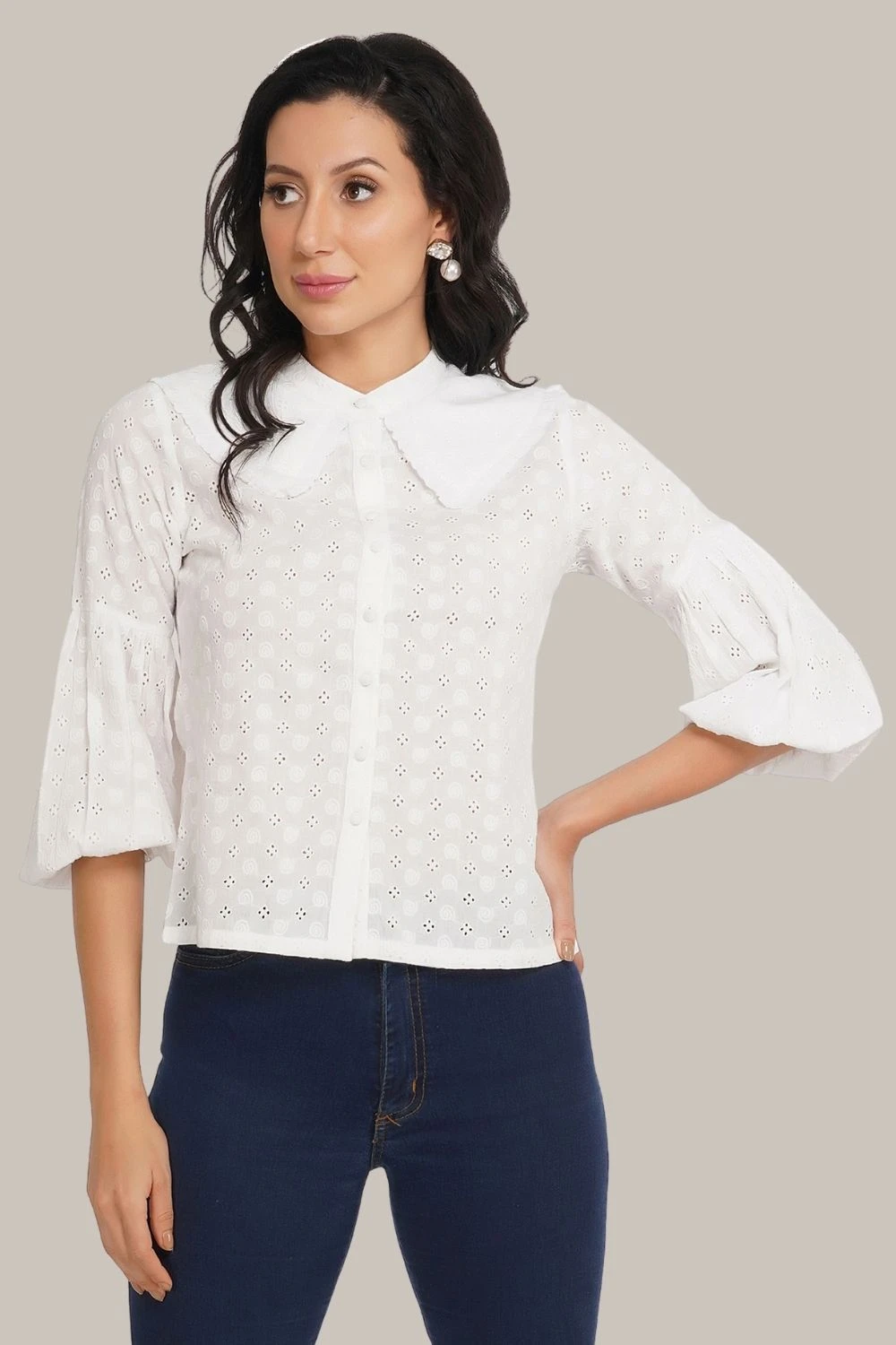 Jerri Cotton Broderie Shirt In White 3 Jerri Cotton Broderie Shirt In White