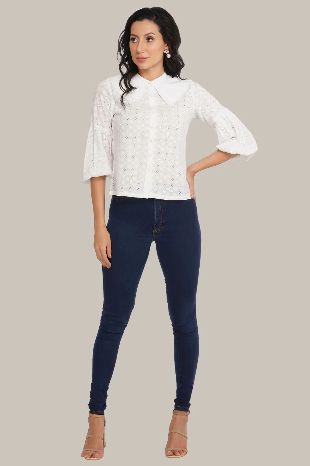 Jerri Cotton Broderie Shirt In White 6 Jerri Cotton Broderie Shirt In White - Image 4
