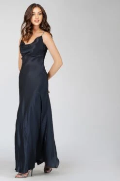 Sienna Navy Blue Satin Maxi Dress -Tulle Clothing 3 16 Copy