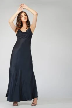 Sienna Navy Blue Satin Maxi Dress -Tulle Clothing 3 28 Copy