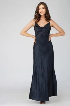 Sienna Navy Blue Satin Maxi Dress -Tulle Clothing 3 29 Copy
