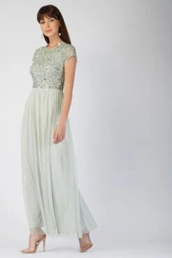 Picasso Short Sleeve Sage Green Embellished Dress -Tulle Clothing 3 3 7405d7bf 90a8 41af b9e6 79c1db85e83d