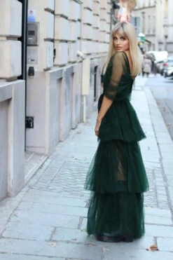 Sydney Off Shoulder Tulle Maxi Dress In Emerald Green -Tulle Clothing 3 3a7f6300 c460 46f2 b4d5 9a562a06e77d