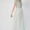 Picasso Short Sleeve Sage Green Embellished Dress -Tulle Clothing 3 4 8e921e3e c896 4fa8 9d4f 8e1b26327cb1