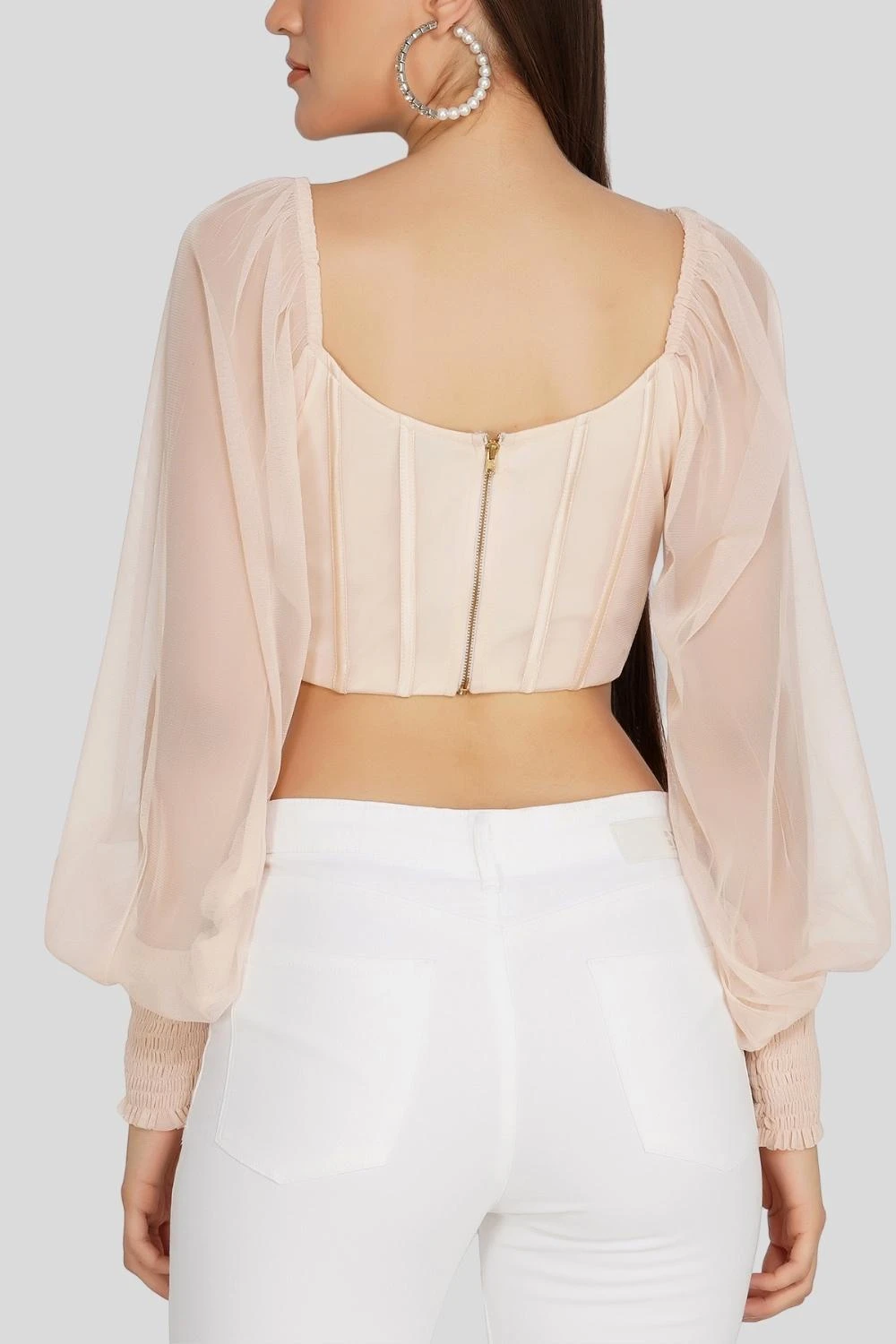 Luca Champagne Long Sleeve Corset Top 5 Luca Champagne Long Sleeve Corset Top - Image 3