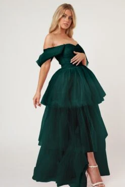 Sydney Off Shoulder Tulle Maxi Dress In Emerald Green -Tulle Clothing 4 708aac5d 51a4 482c bcca 1598800fe537
