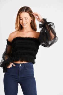 Rolf Black Mesh Top