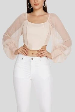 Luca Champagne Long Sleeve Corset Top 12 Luca Champagne Long Sleeve Corset Top -Tulle Clothing 8 66843de4 951e 46a9 be13 140943ce500a