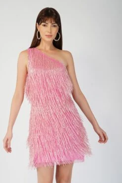 Amarato Embellished Pink Fringe Mini Dress