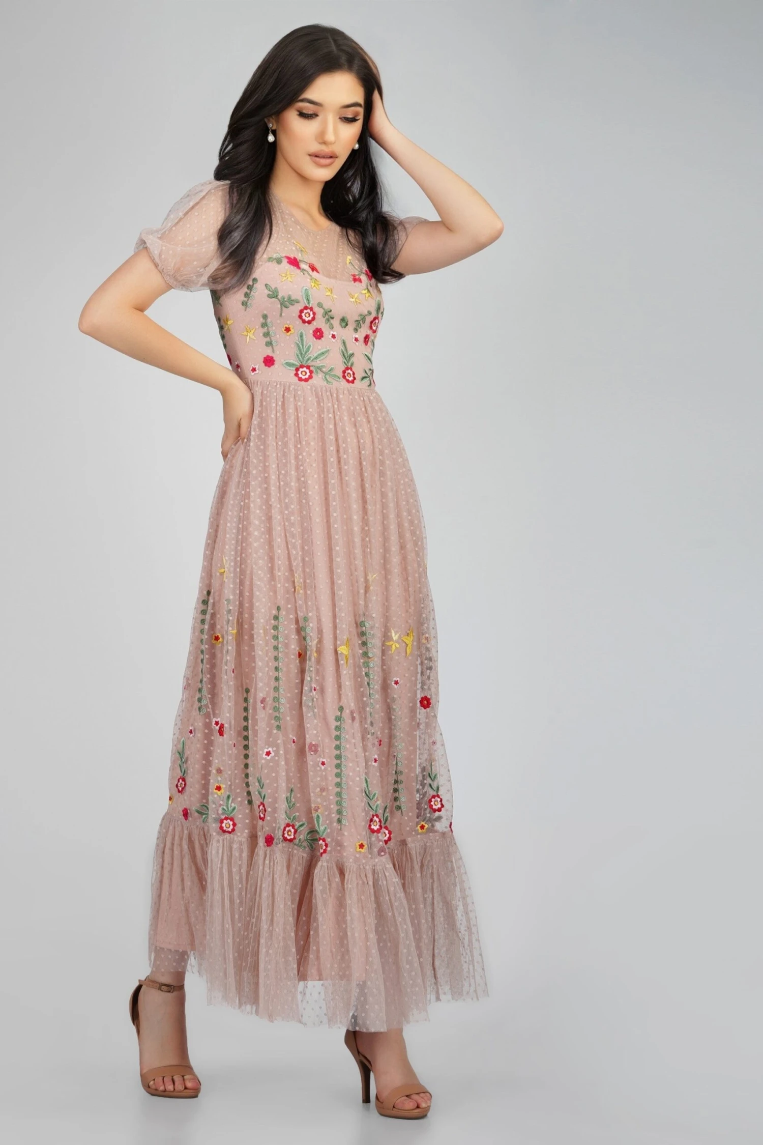 Azalea Dusty Pink Embroidered Dress 3 Azalea Dusty Pink Embroidered Dress