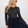 Belle Navy Blue Long Sleeve Bridesmaid Dress -Tulle Clothing BelleMaxiDressinNavyBlue 5 edited