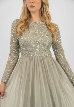 Belle Sage Green Long Sleeve Bridesmaid Dress -Tulle Clothing BelleMaxiDressinSage 5