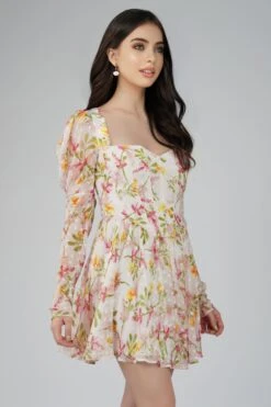 Bone White Floral Corset Dress -Tulle Clothing BoneDressinWhite 4