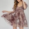 Brielle Brown Printed Tulle Mini Dress -Tulle Clothing Brielle 1 Copy ca747a28 a452 459f a27b d3c6f3a40e6f