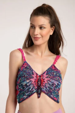Butterfly Top In Multi Pink Sequin -Tulle Clothing Butterflytop