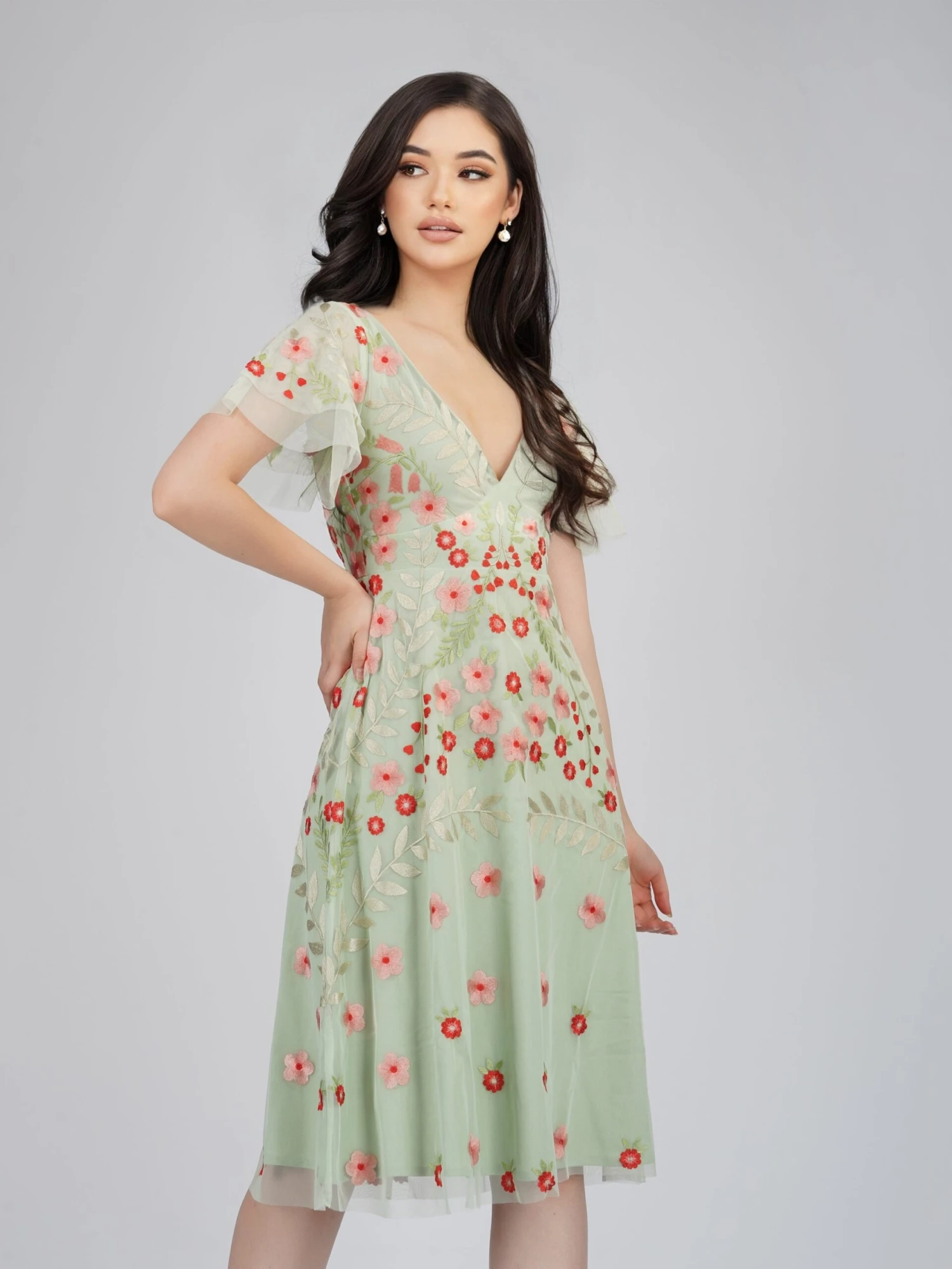 Calla Sage Green Embroidered Dress 7 Calla Sage Green Embroidered Dress - Image 5