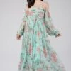 Lana Chiffon Printed Dress In Green