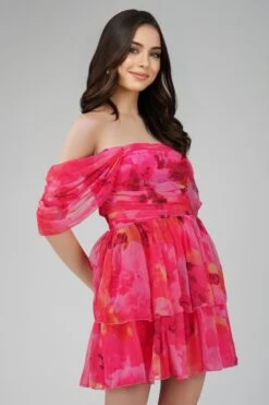 Sydney Chiffon Mini Dress In Sunset Pink -Tulle Clothing ChiffonStyles 33