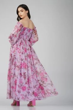 Lana Chiffon Printed Dress In Lavender 11 Lana Chiffon Printed Dress In Lavender -Tulle Clothing ChiffonStyles 6