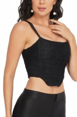Devon Black Lace Corset Top