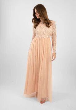 Belle Blush Pink Long Sleeve Bridesmaid Dress -Tulle Clothing ElleBlushPink 1