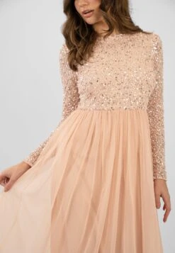 Belle Blush Pink Long Sleeve Bridesmaid Dress -Tulle Clothing ElleBlushPink 2