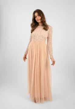 Belle Blush Pink Long Sleeve Bridesmaid Dress -Tulle Clothing ElleBlushPink 7