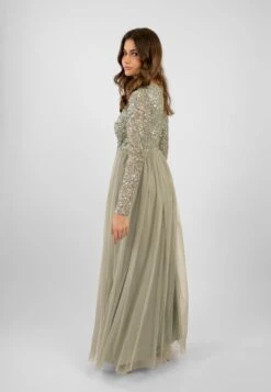 Belle Sage Green Long Sleeve Bridesmaid Dress -Tulle Clothing ElleMaxiSage 5
