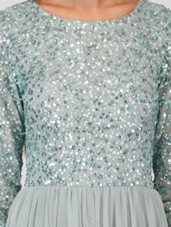 Elle Long Sleeve Sage Green Bridesmaid Maxi Dress -Tulle Clothing ElleMaxi 6 Copy