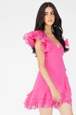 Fairy Flutter Sleeve Mini Dress In Pink 14 Fairy Flutter Sleeve Mini Dress In Pink -Tulle Clothing Fairy 1
