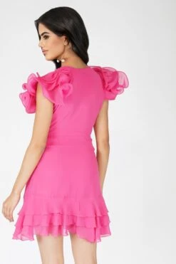 Fairy Flutter Sleeve Mini Dress In Pink 12 Fairy Flutter Sleeve Mini Dress In Pink -Tulle Clothing Fairy 10